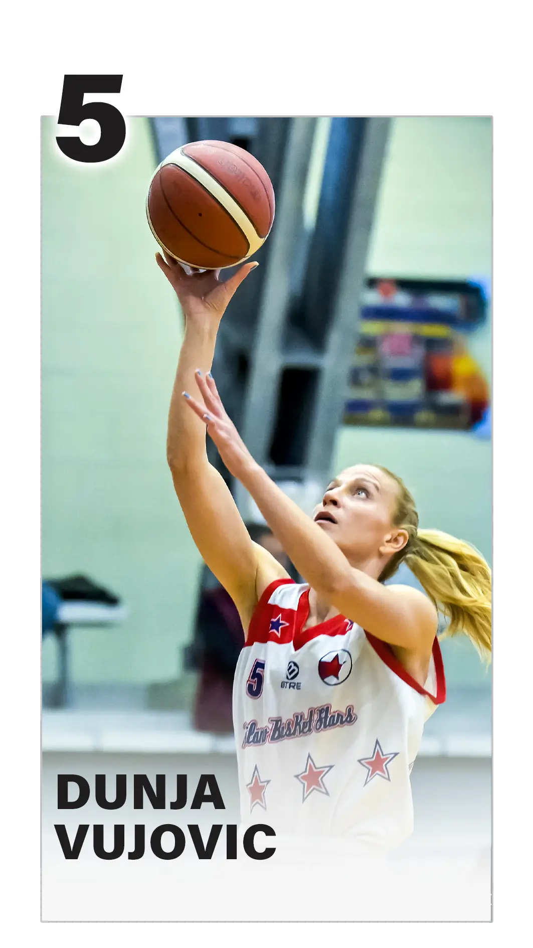 Dunja Vujovic #5 delle Milano Basket Stars in fase di tiro