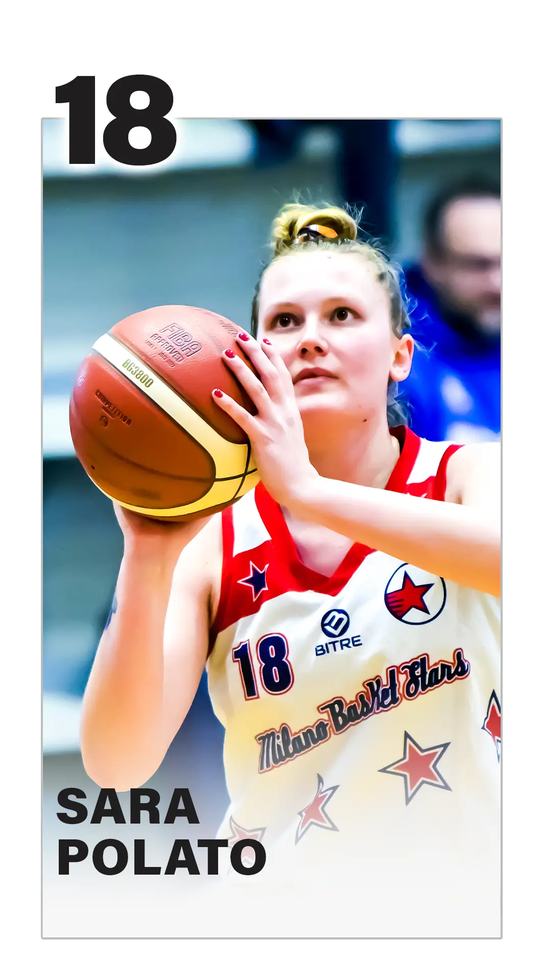 Sara Polato #18 delle Milano Basket Stars in fase di tiro