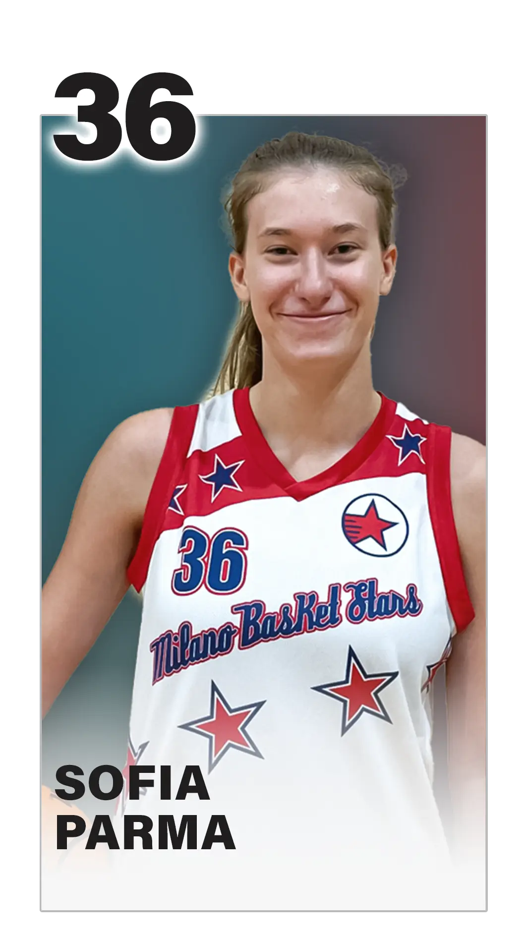 Sofia Parma #36 delle Milano Basket Stars in posa sorridente