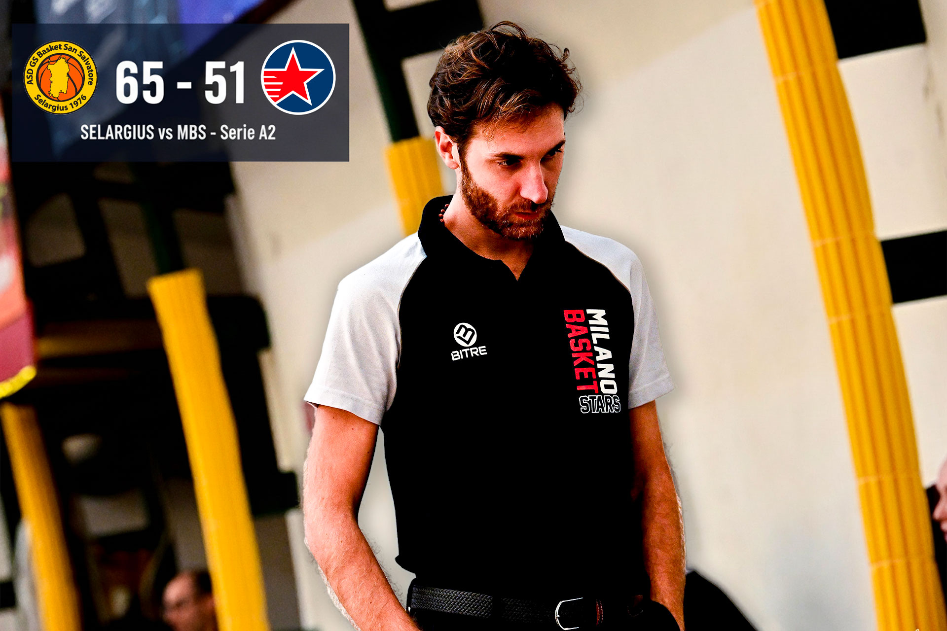 Coach Milano Basket Stars durante la partita persa 65-51 a Selargius